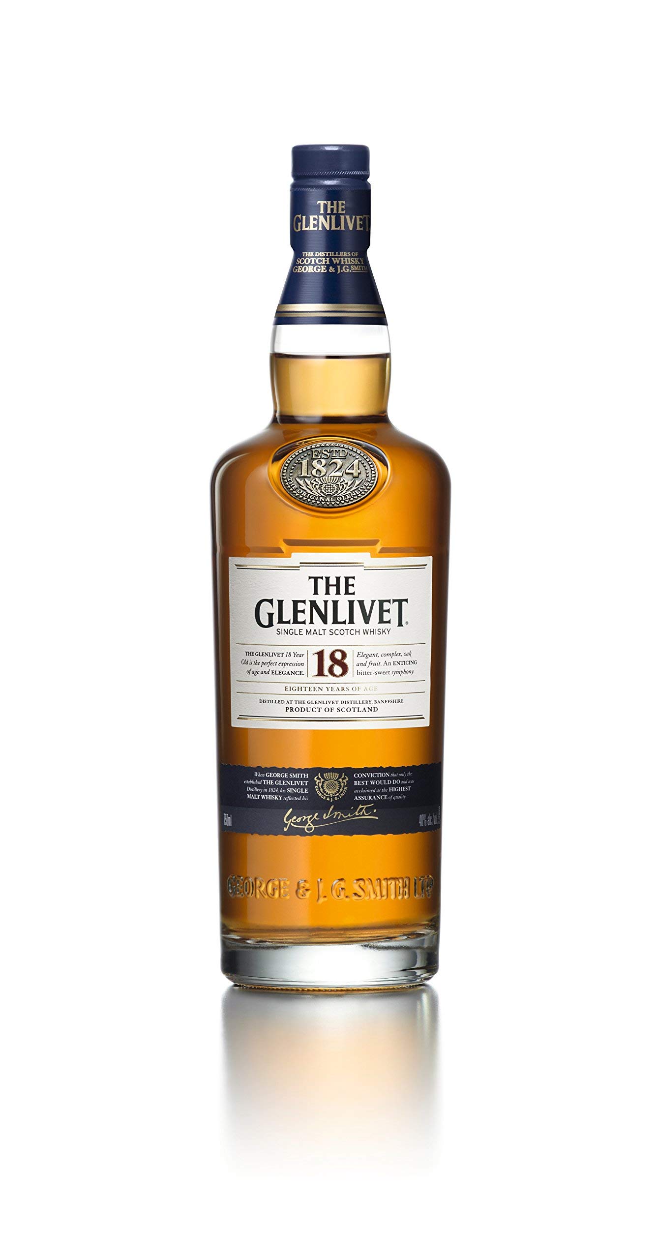 Amazon.com: The Glenlivet Whisky Escocés de Malt Individual de 18
